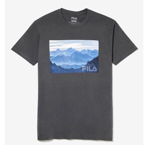 Nwt- Fila Mountain Vista Short Sleeve Tee Shirt Men's Size Medium In Dark Grey - Picture 1 of 9